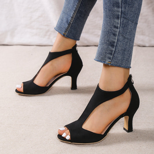 High Heel Peep Toe Sandals Women Back Zipper