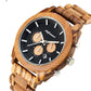 Mens Six Hand Chronograph Calendar Sports Wood Casual Watch