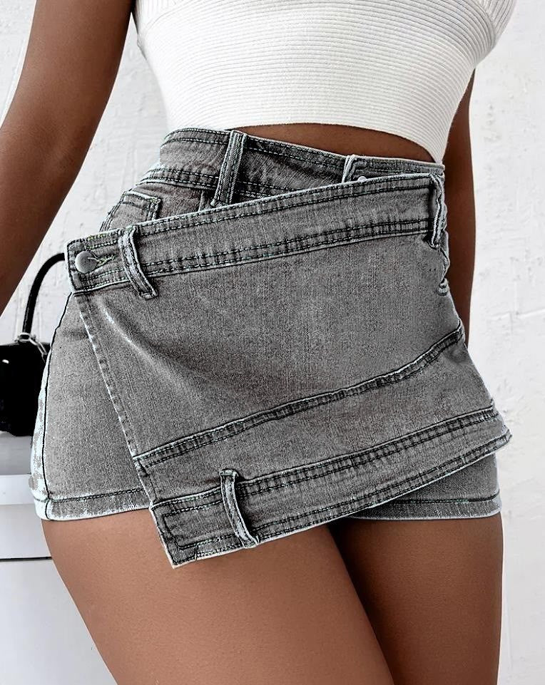 Street Vintage Denim Shorts Skirt