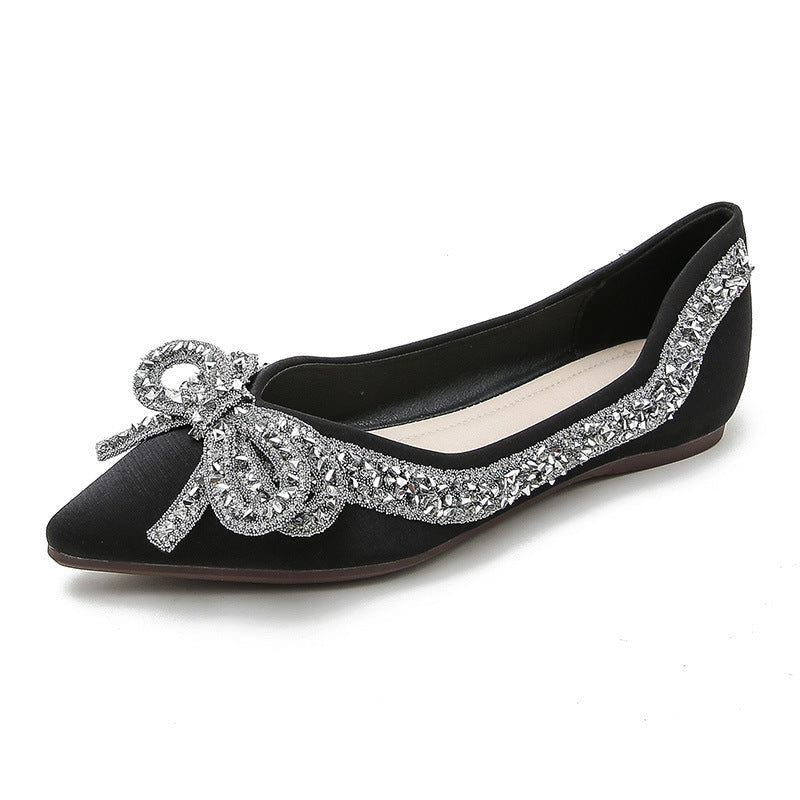 Evening Style Flat Gentle Diamond Shoes