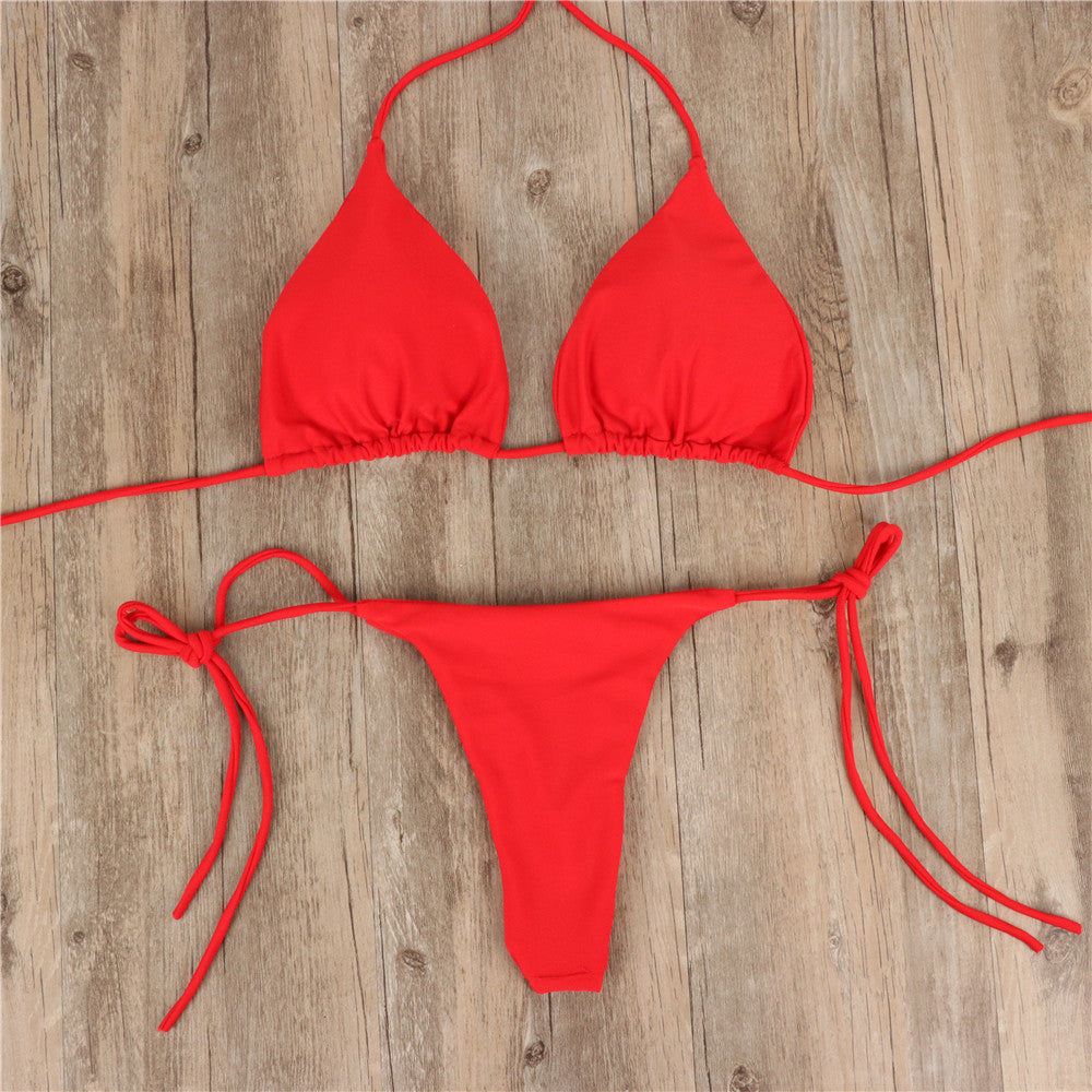 2pcs Halterneck Lace-up Bikini Women