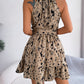 Casual Leopard Print Ruffled Swing Party Dress