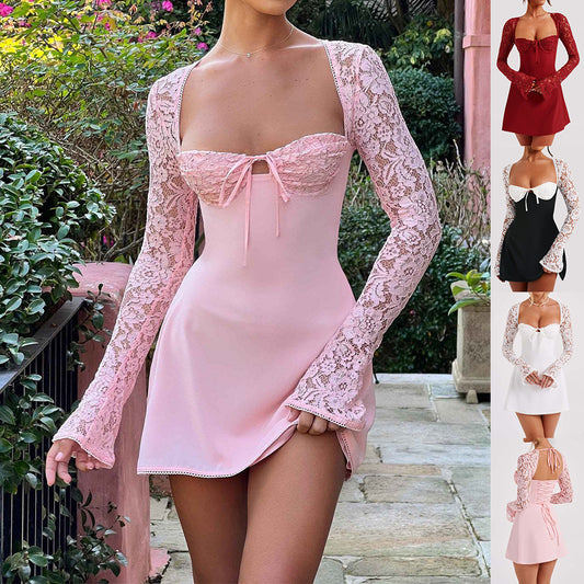 Corset Lace Long Sleeve Dress