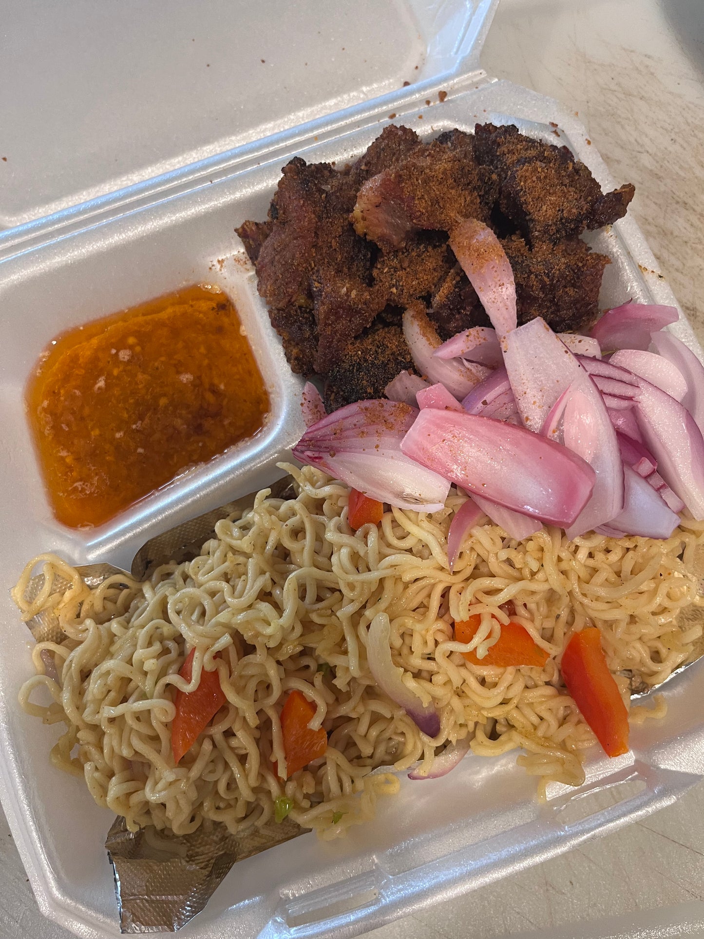 Suya Sandwich,Suya with Plantain,Noodles with Suya