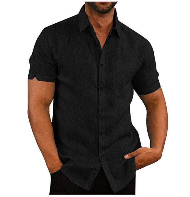 Men Short Sleeve Solid Shirt