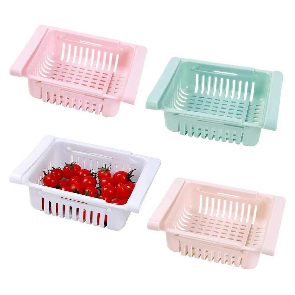 Retractable Multipurpose Adjustable Refrigerator Organizer Drawer