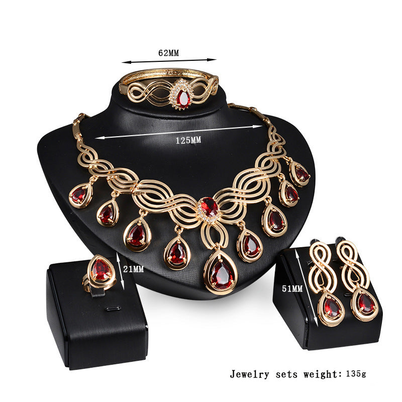 Set Jewelry Fashion Gems Necklace And Earrings