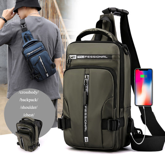 Crossbody Multifunctional Backpack Shoulder Chest Bag Men