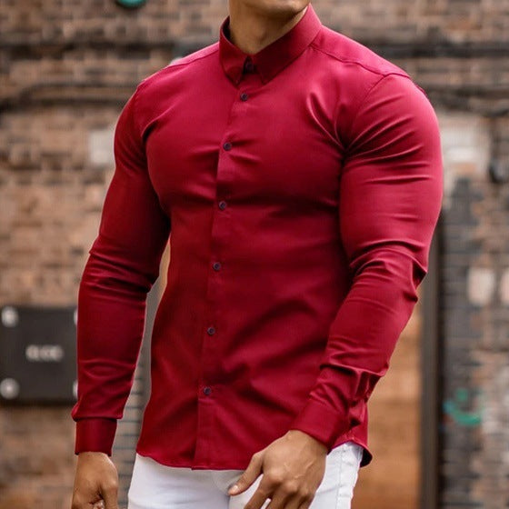 Men's Business Anti-wrinkle White Long-sleeved Shirt