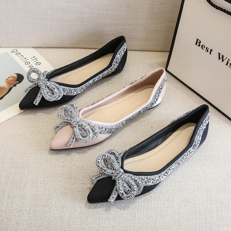 Evening Style Flat Gentle Diamond Shoes