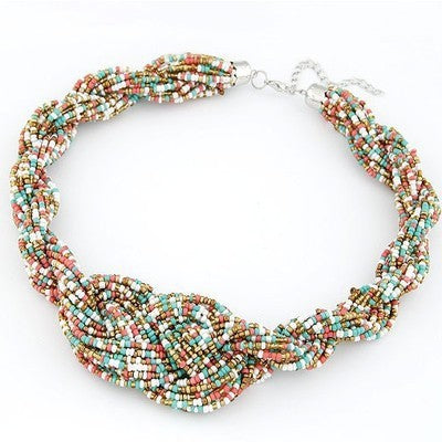 Concise Shaped Braided Rice Beads Temperament Clavicle Chain