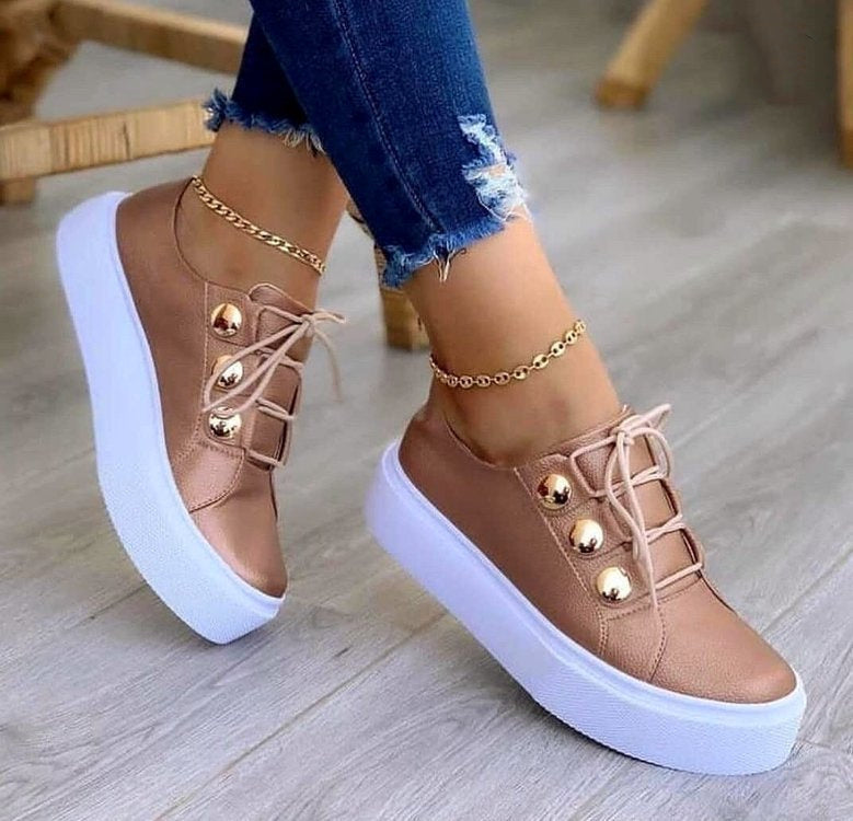 Lace-up Flats Sneakers Women