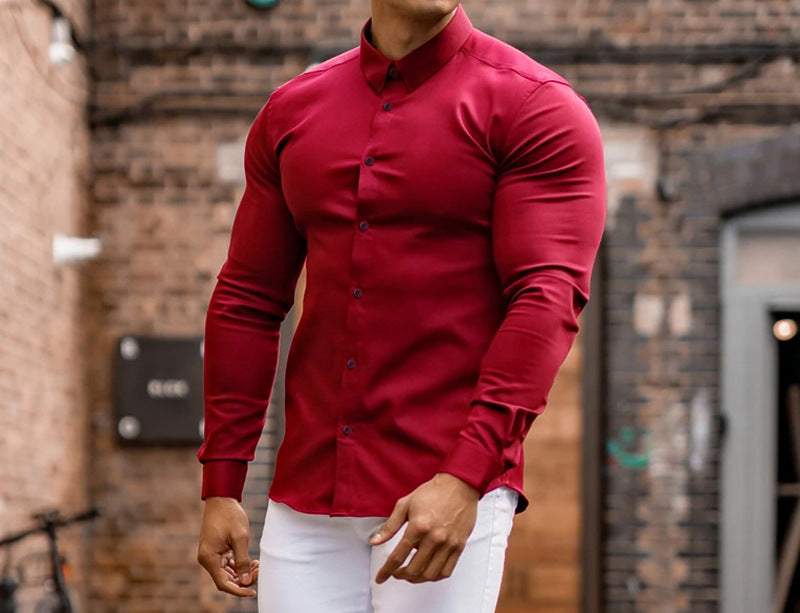 Men's Business Anti-wrinkle White Long-sleeved Shirt