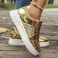 Sequin Design Casual Sports Thick Bottom Round Toe Shoes For Women