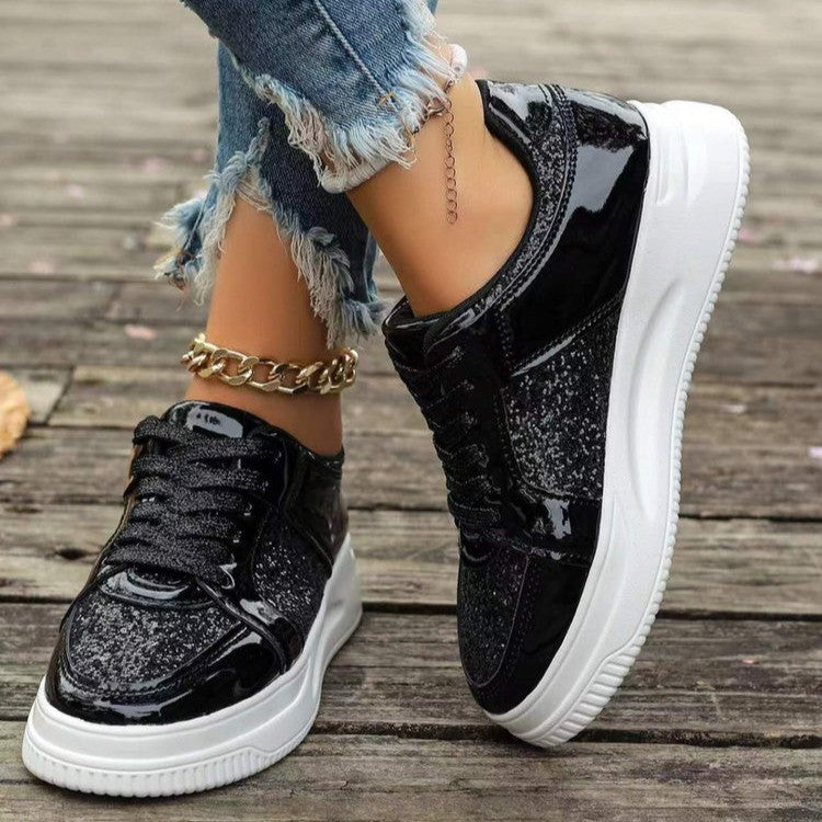 Sequin Design Casual Sports Thick Bottom Round Toe Shoes For Women