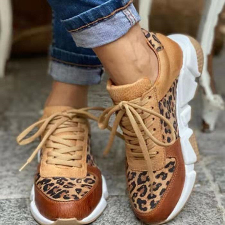 Round Toe Front Lace-up Color Matching