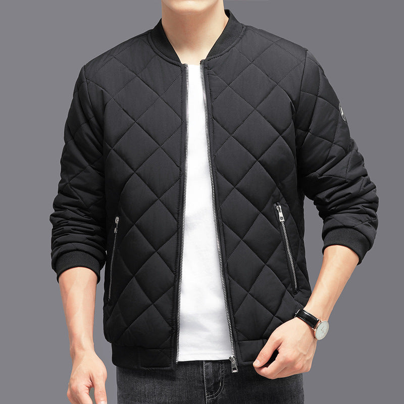 Fashion Rhombic Design Cotton Coat For Men