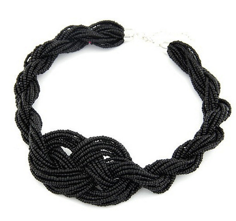 Concise Shaped Braided Rice Beads Temperament Clavicle Chain