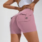 High Waist Hip Lifting Shorts With Pockets