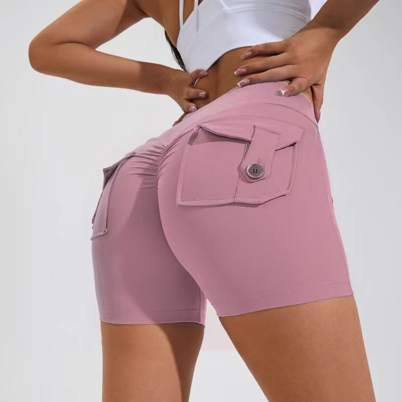 High Waist Hip Lifting Shorts With Pockets