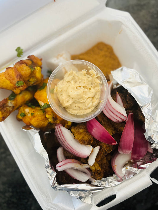 Beef & Chicken Suya,Jollof Rice & Plantains